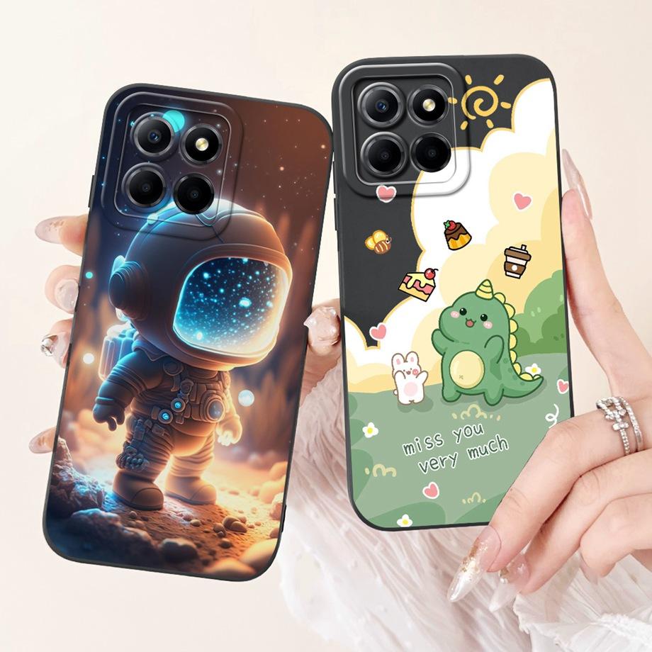 For Huawei Honor X8 4G 5G X8a X8b Phone Case Soft Liquid Silicone Bumper HonorX8 X 8 Anti-knock Cute Panda Astronaut Cover Capa