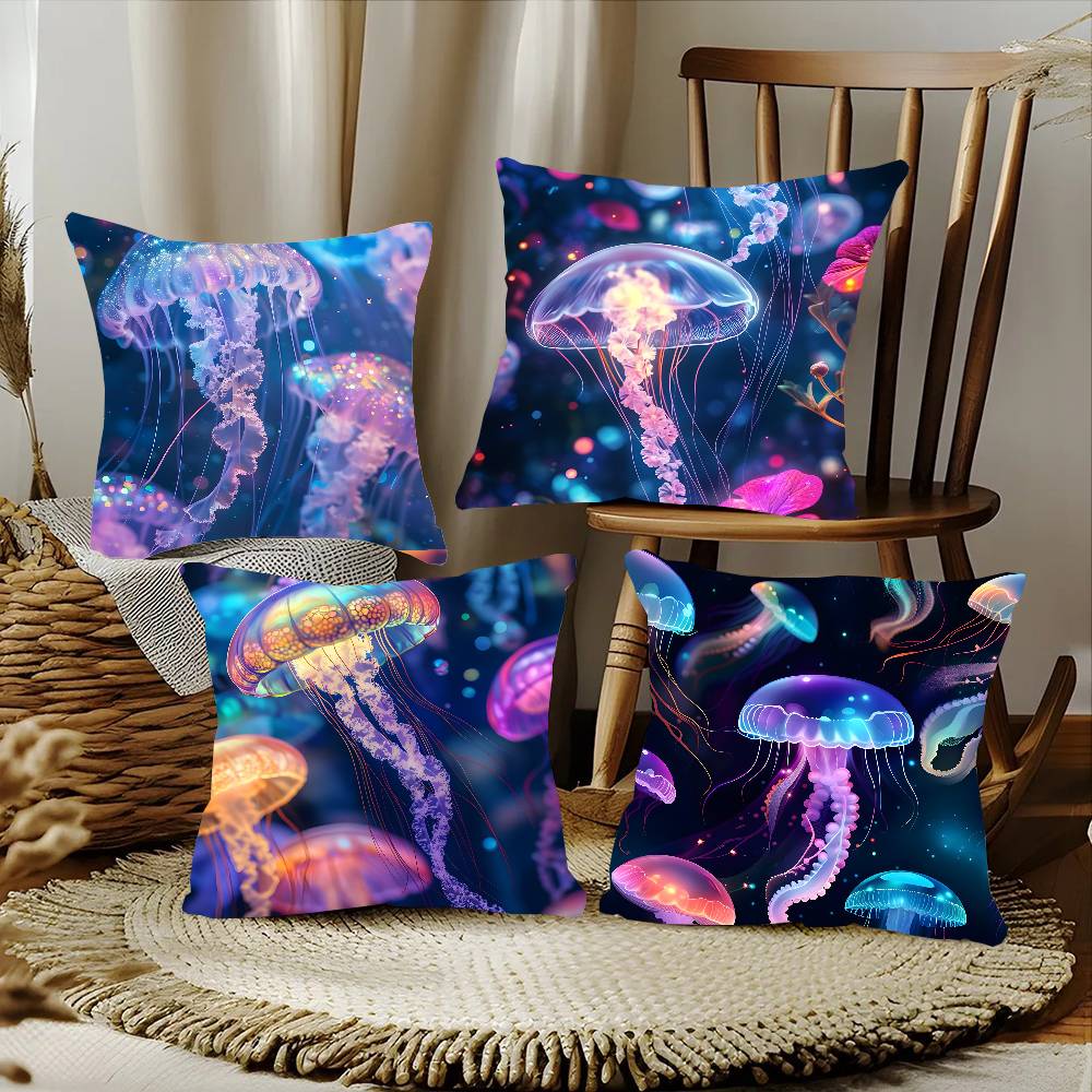Beautiful Marine Life Jellyfish Pillow Case Home Decor Throw For Sofa Bed Car Room Decor Gift Idea