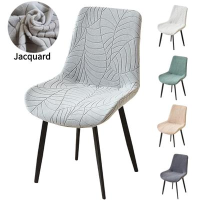 1/2/4/6Pcs Leaves Jacquard Curved Chair Covers Elastic Chair Slipcovers Chairs Seat Protector For El Wedding Kitchen Banquet