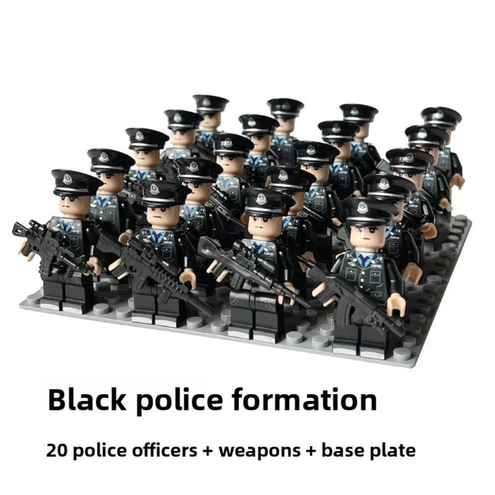 Bausteinpuppe Polizei fängt Dieb Verkehr China Kunststoff Baustein Spielzeug Junge Geburtstagsgeschenk