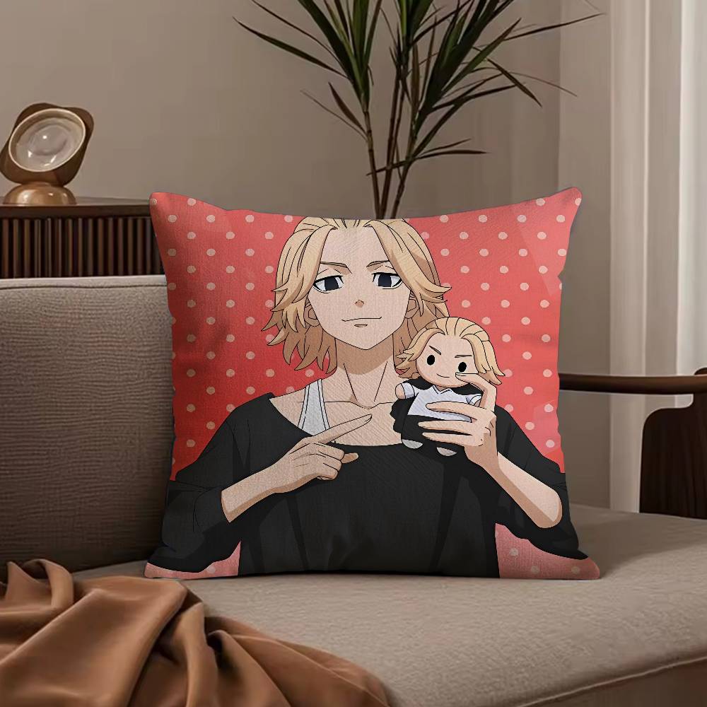 T-Tokyo r-Revengers Anime Pillow Case Anti-dustmite Pillowcase Invisible zipper silky short plush Sofa cushion cover