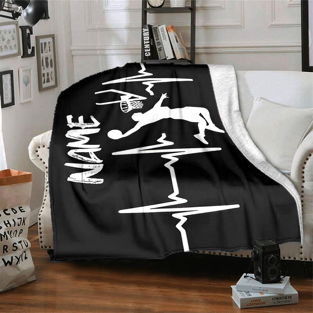 Custom Name Basketball Theme Printed Blanket - Perfect for Couch, Bed, Travel & Outdoor Use | Machine Washable, Cozy & Durable.