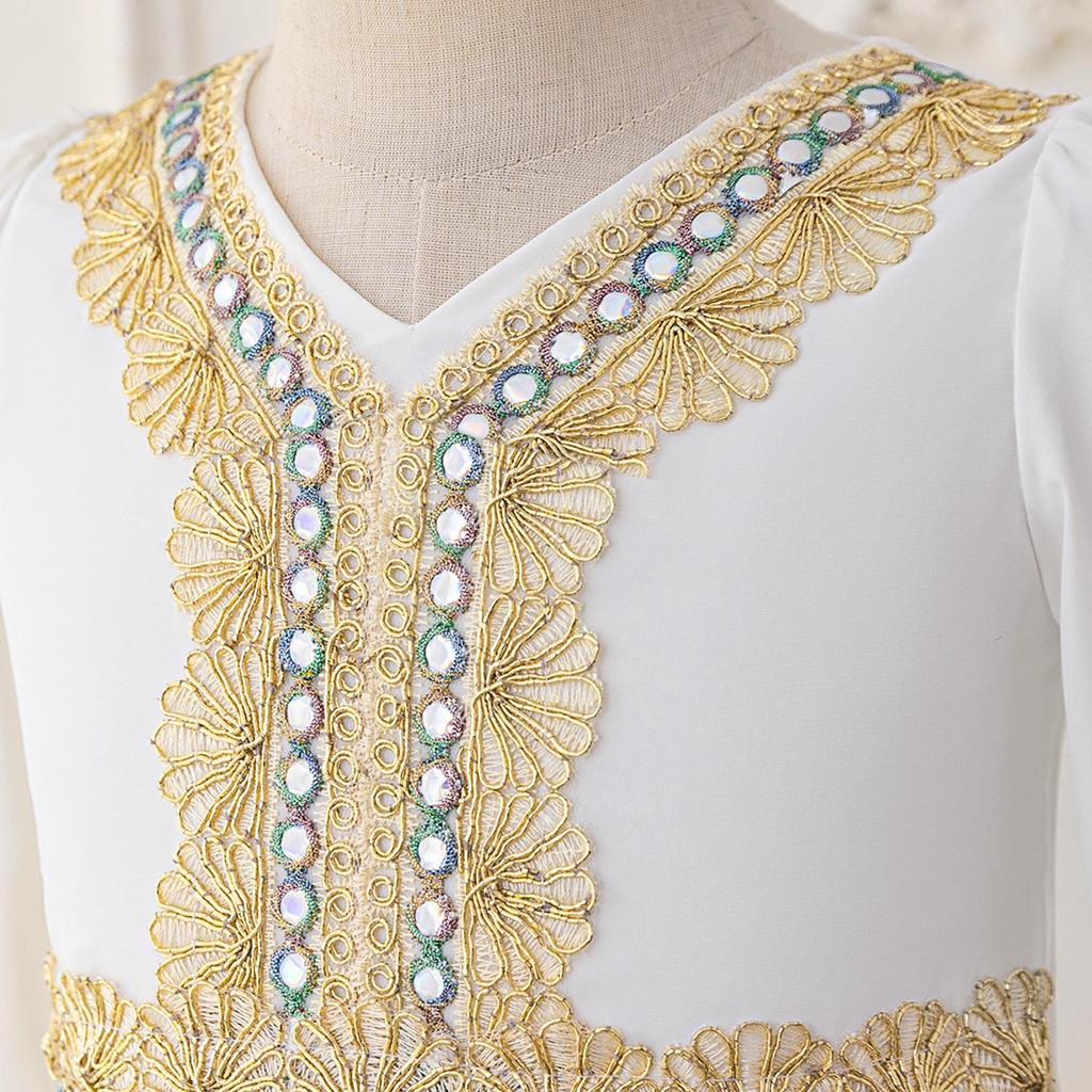 Middle Eastern Embroidered Long Sleeve Muslim Evening Gown for Festivals