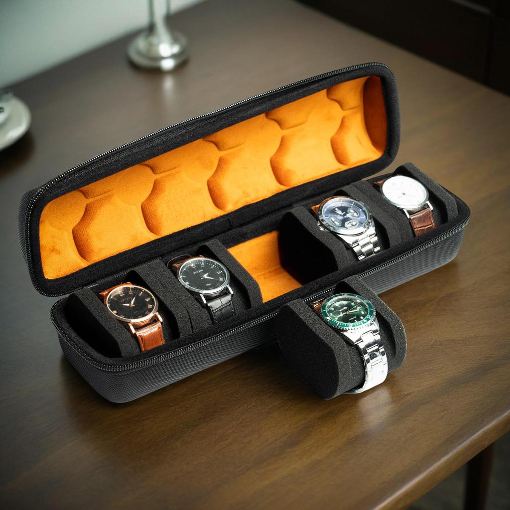 Uhrenbox Organizer für Herren, Uhren-Reiseetui Tragbare Aufbewahrung Uhren-Displayhalter für Armbanduhren mit Anti-Verschiebe-Uhrenkissen