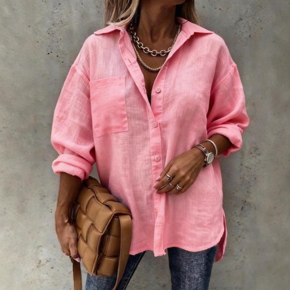 2025 New Women's Casual Lapel Long Sleeve Regular Cardigan Multicolor Women's Tops Shirt