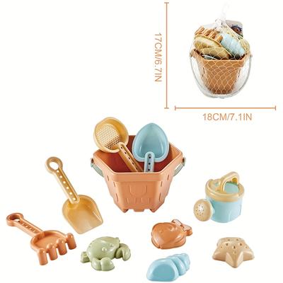 10Pcs Beach Sand Toys Set Sand Buckets Beach Shovel Tool Kits Random Ocean Animal Molds Water Can Sandbox Toys for Toddlers Kids