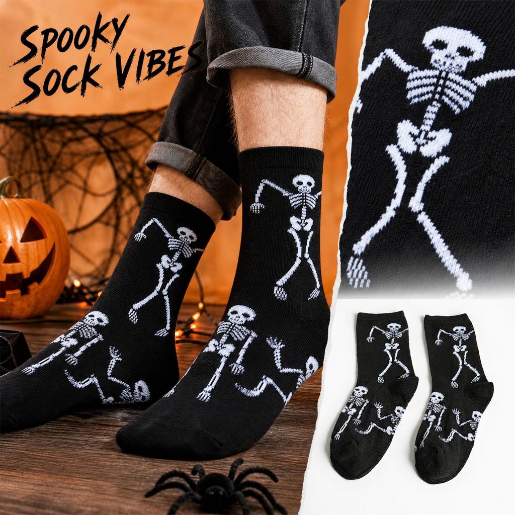 Halloween Printed Mid-Calf Socks Wicking Breathable Socks for Men Women Casual Daily Wear