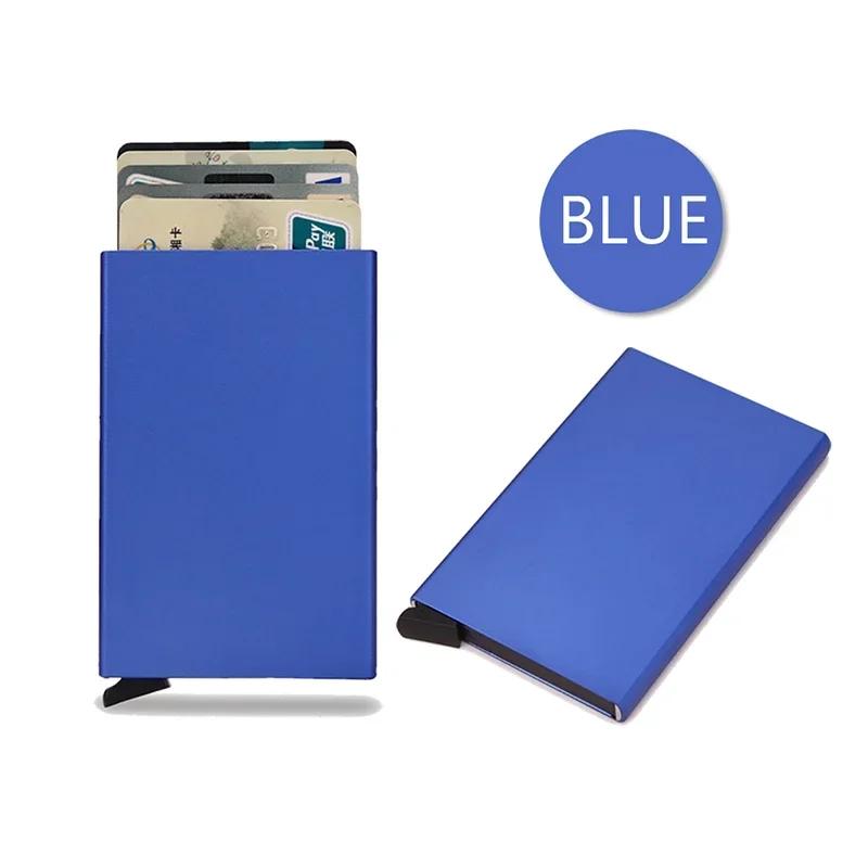 Portafoglio RFID Smart, porta carte, sottile, in metallo, per uomo e donna, con apertura a scomparsa, minimalista, piccolo, nero, per uomo.