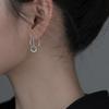 Orecchini a Bottone Geometrici a Forma di C in Argento Sterling 925 alla Moda Stile Coreano 2021 per Donna