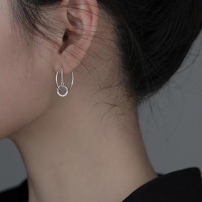 Pendientes de botón geométricos en forma de C de plata de ley 925 Estilo coreano de moda 2021 para mujer