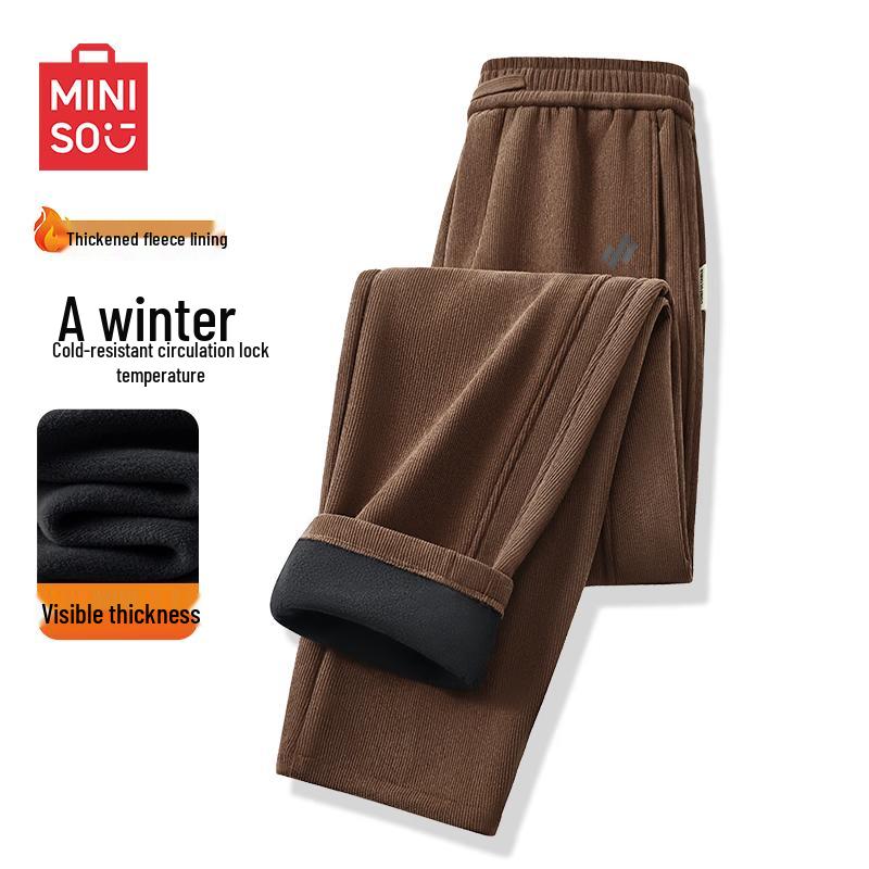 MINISO Men's Fleece-Lined Knitted Jogger Sweatpants