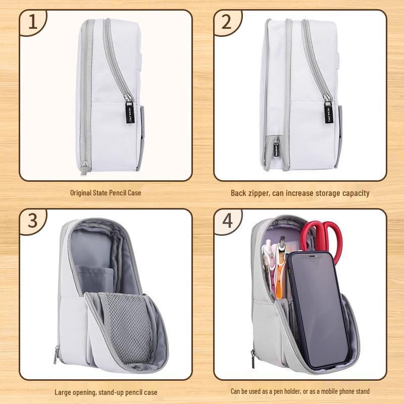 Kokuyo Japan Salt-Style Stand-Up Large Pencil Case with Phone Holder