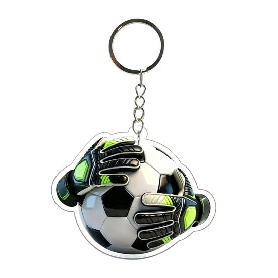 Metal Hanging Ring Keychain Pendant 2D Acrylic Football Design Clear Pattern Key Ring Backpack
