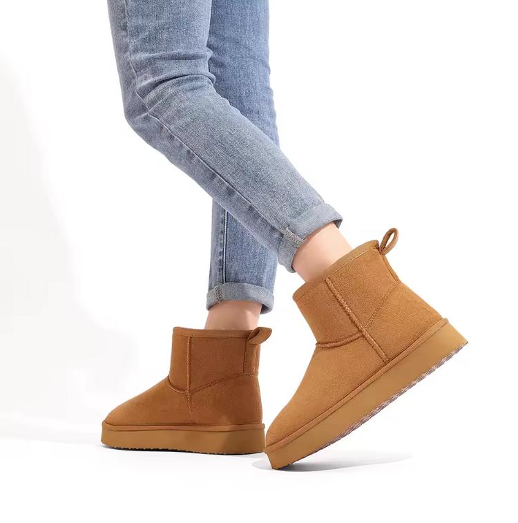 Eyriphy Schneestiefel für Damen Wildleder Winter Warme Stiefel Wasserdicht Damen Schneestiefel Memory Foam Knöchelboot Trendige Schuhe für Damen