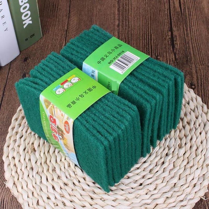 10Pcs Non-Sand Dishwashing Cloth Set Hard Scouring Pads & Non-Stick Oil Sponge for Kitchen Pot Cleaning.