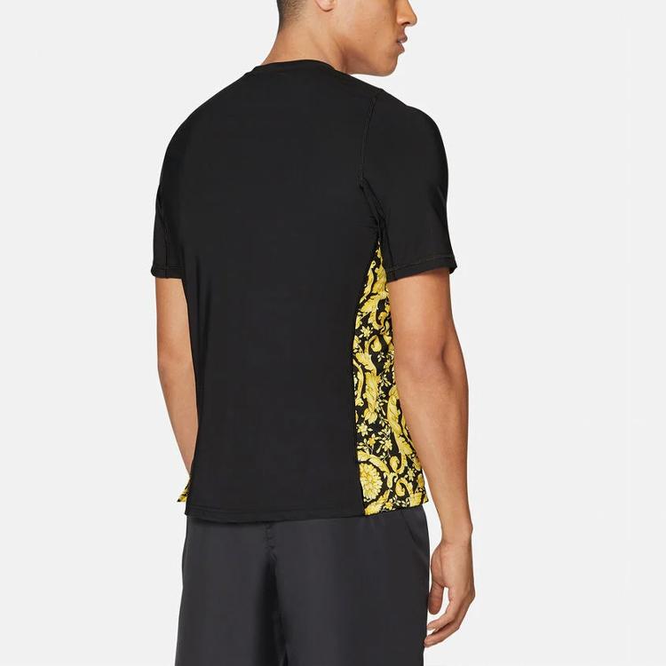 Versace Ss22 Baroque Print Knitted Crew Neck Short Sleeve T-Shirt Men T-Shirts Black 1003710-1A02577-5B010