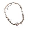 A Few Taels Of Broken Silver Imitation Pearl Geometric Irregular Chain Necklace Mori Fashion Temperament Collarbone Chain Simple Item Decoration