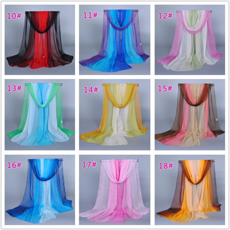 Supply imitation silk georgette silk scarf, popular bright and gradual change of color accessories scarf