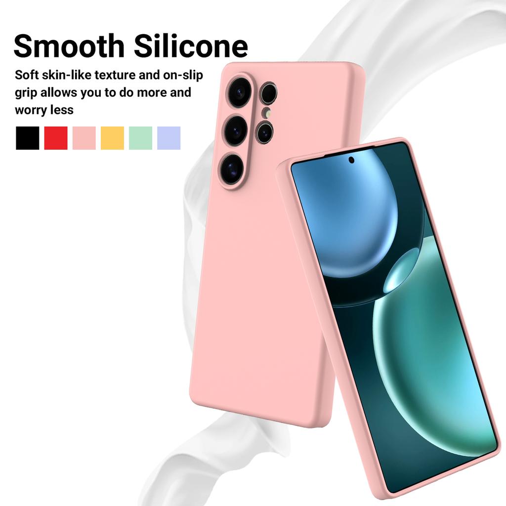 For Samsung Galaxy S25 Ultra Case Liquid Silicone Anti-Scratch Phone Cover with Hand Strap