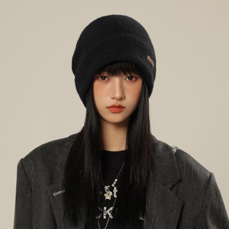 Stacking Hat Autumn and Winter Hat Women's Fleece Ear Protector Warm Cold Hat Knitted Wool Hat