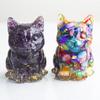 Resin Cat Aquarium Decor With Crystal Resin Resin Art For Home Office Gift