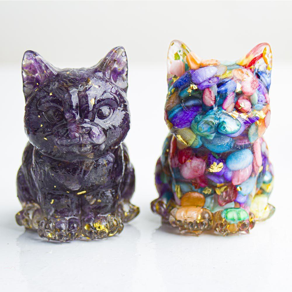Resin Cat Aquarium Decor With Crystal Resin Resin Art For Home Office Gift