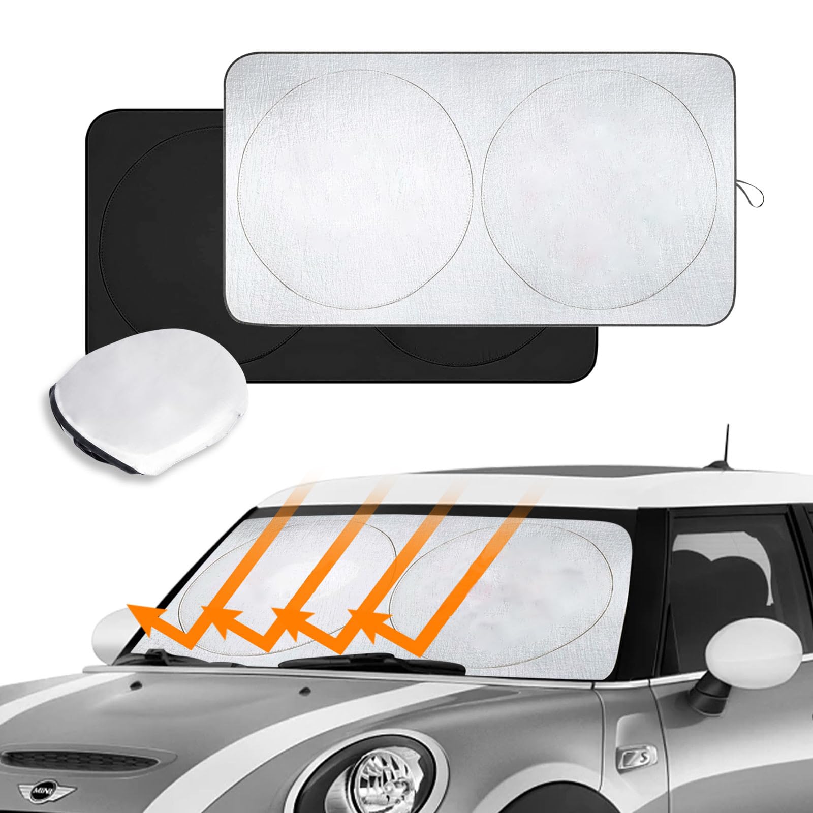 

Persevere Car Sunshade for Mini Windshield Blackout Magical Foldable Car Car Sunshade UV Light Car Interior Heat Easy Storage Bag Included Cooper,