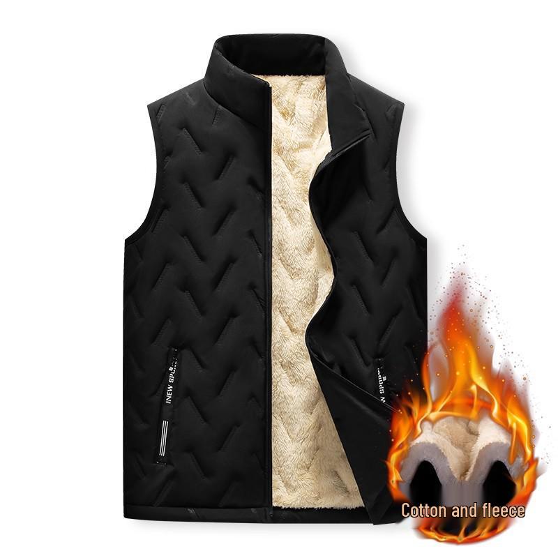 Men's Warm Lambswool Vest - Windproof, Thickened Cotton Jacket for Autumn & Winter