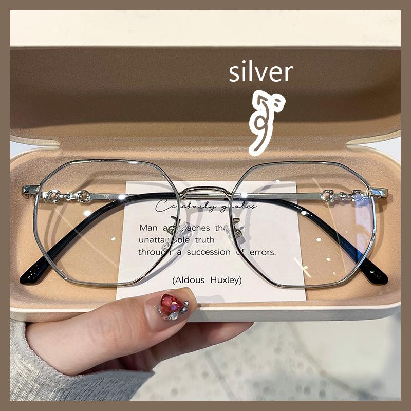 

Модные круглые очки большого размера для близорукости для женщин, блокирующие синий свет, компьютерные очки для минуса, рецептурные очки, очки 0(anti-blue) серебряный