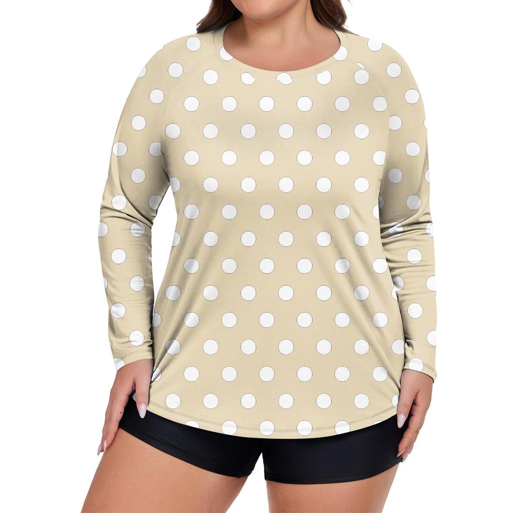 Women's Printed Large Size Long Sleeve Swimsuit Sun  Jacket Quick Dry Hiking Top