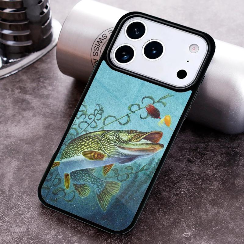 Pike Fishing Bait Spinner soft Phone Case for iPhone 17 16 15 Pro Max Air 14 13 12 11 Plus Shockproof Capa Cover