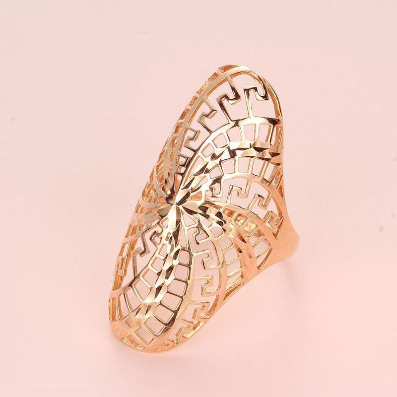 Русский Пурпурный Золотой Бутик Полый Цветочный Кольцо Чистый Розовый Золотой Цвет Золото Роскошный Трендовый Прямой Эфир Кольцо Женское