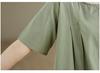 Retro Cotton Linen Short Sleeve Round Neck Top - Summer Solid Color Linen T-shirt