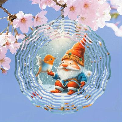 Christmas Gnome Wind Chime Outdoor Decor with Snowflakes Pine Cones and Bird Design for Garden Holiday Wedding Birthday Gift
