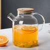 Hohe Borosilikatglas Teekanne Kühlwasser Kessel Offene Flamme Heizung Bambusdeckel Teekanne Haushaltsgebrauch