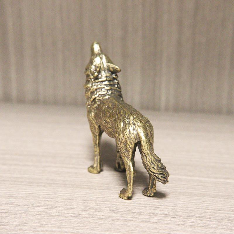 Messing Heulender Wolf Statue Skulptur Figur Handwerk Einrichtung für Heimdeko Wohnzimmer Veranda Dekorationen Büro Schreibtisch Ornamente
