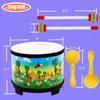 Floor Tom Drum for Kids 8-inch Percussion Instrument Music Drum with 2 Mallets and Color Maracas for Baby Children Special Christmas Birthday Toy