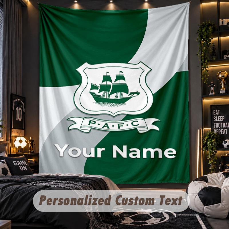 TapestryPlymouth Argyle FC Custom Name Text Personalized Wall Hanging Tapestry Home Wall Decor