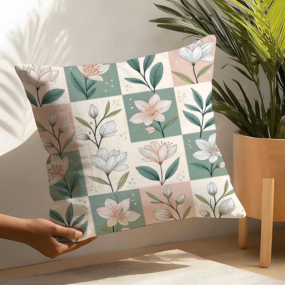 Butterfly, Bird And Flower Print Pillow Case Home Living Room Decoration Linen Pillowcover Pillow Cases Cushion Cover