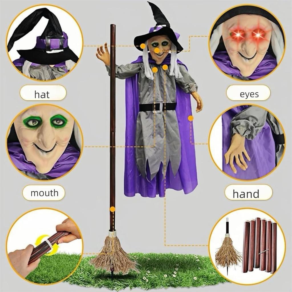 Halloween Decoration Voice Control Witch Large Hanging Luminous Soundmaking Bar House Horror Decoration