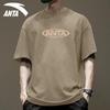 Anta Lifestyle Series Khaki Unisex Loose Short Sleeve T-Shirt with ANTA Logo Print 972428106-6