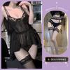 Sexy Underwear, Sexy Lace Embroidery Mesh, Perspective Beauty Back, Suspenders, Steel Brackets Gather Nightgown, Abstinence Women