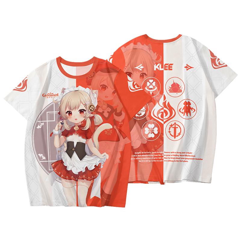 Popular Game Genshin Impact Cosplay T-shirt 3D Klee Print Cartoon T Shirt Fashion Short Sleeve Crew Neck Y2k Top Summer Clothing