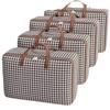 Large Waterproof Houndstooth Storage Bags with Sturdy Handles for Clothes and Travel