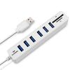True 2.0 USB Hub: 6-Port Splitter Docking Station with 2-in-1 Card Reader for File Transfer