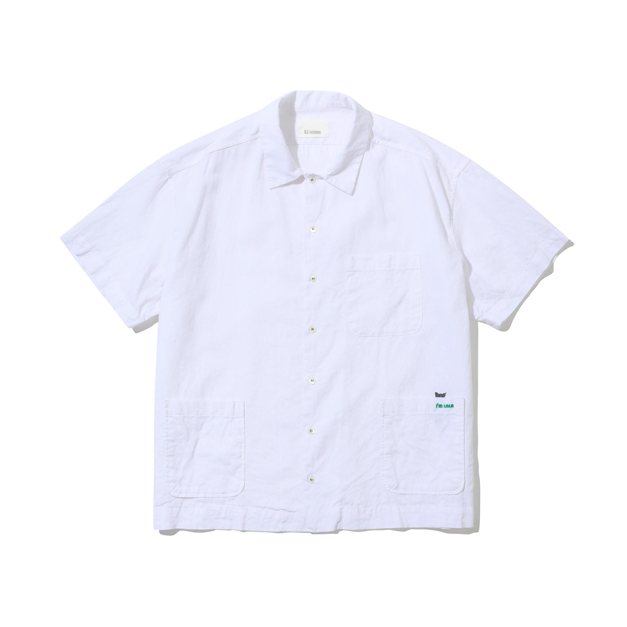 Ujb Coming Linen Cotton Short Sleeve Shirt White L