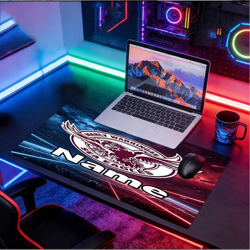 Custom Name Personalized Manly Warringah Sea Eagles Pattern Mousepad, Laptop PC Desk Mat, Decorative Desk Mat for Home Keyboard Pad Gift