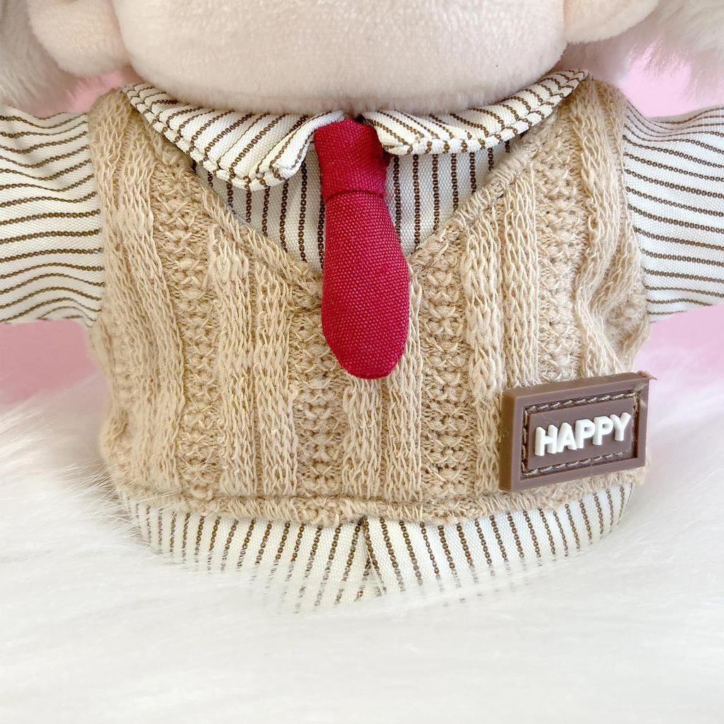 Mehrlagiges Hemd & Weste mit Krawatte, 10 cm Plüschtier, Beige, Kigurumi, Zubehör, Otaku, Puppe, Maskottchen, Kpopdoll, Kostüm [Gebraucht]
