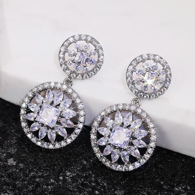 Huitan Gorgeous Bridal Wedding Earrings Inlaid Brilliant CZ Elegant Women Dangle Earrings Anniversary Gifts Fashion Jewelry