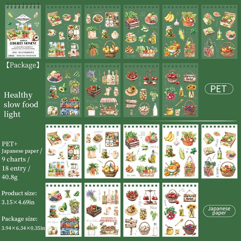 18 Sheets/book Vintage Lifestyle Dual-Material Coil Sticker Book Hand Account Backgrounds Stickers Greeting Card DIY Decorative